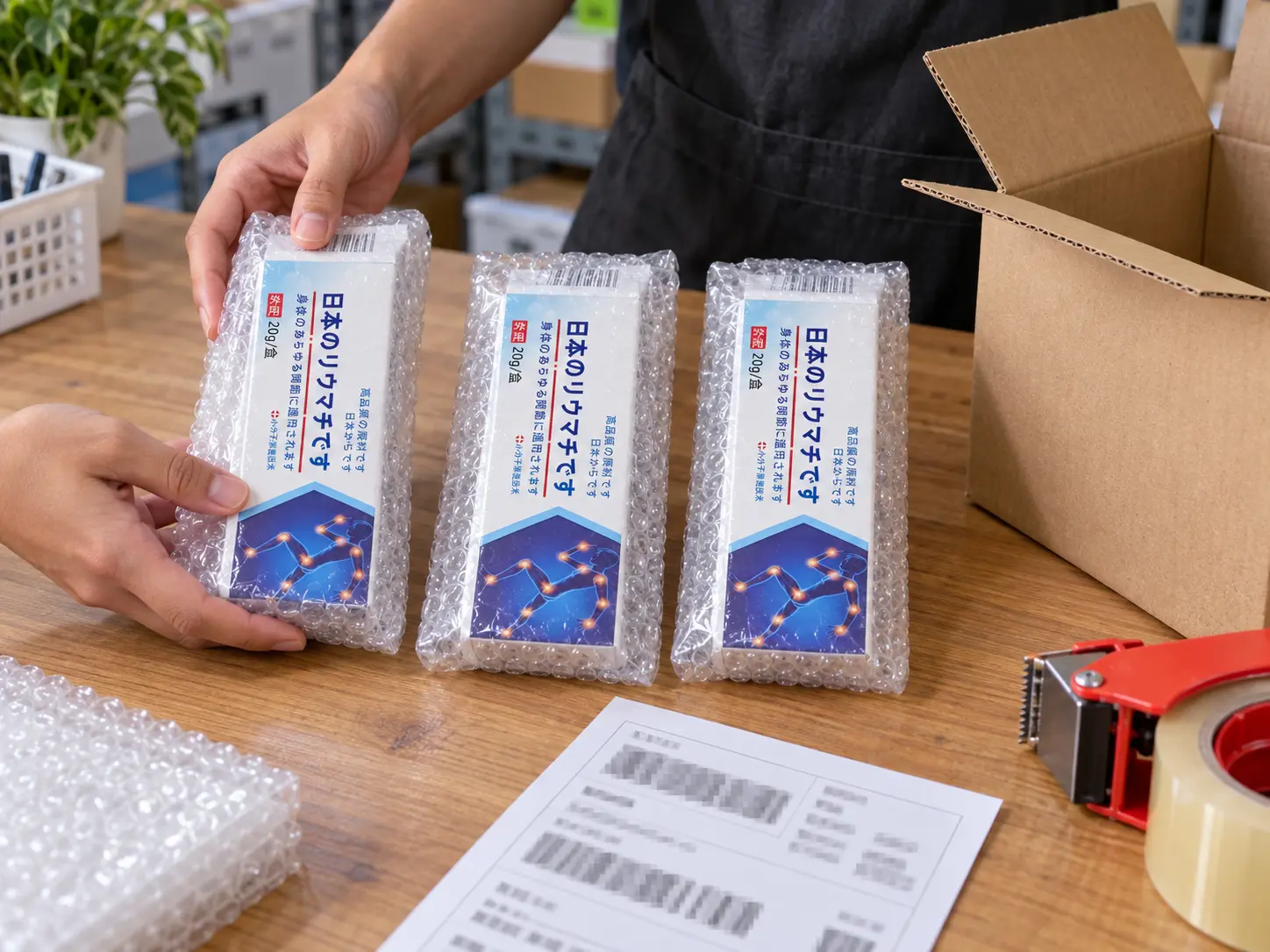 Pemeriksaan jumlah dan pengemasan Salep Rematik Jepang sebelum dikirim