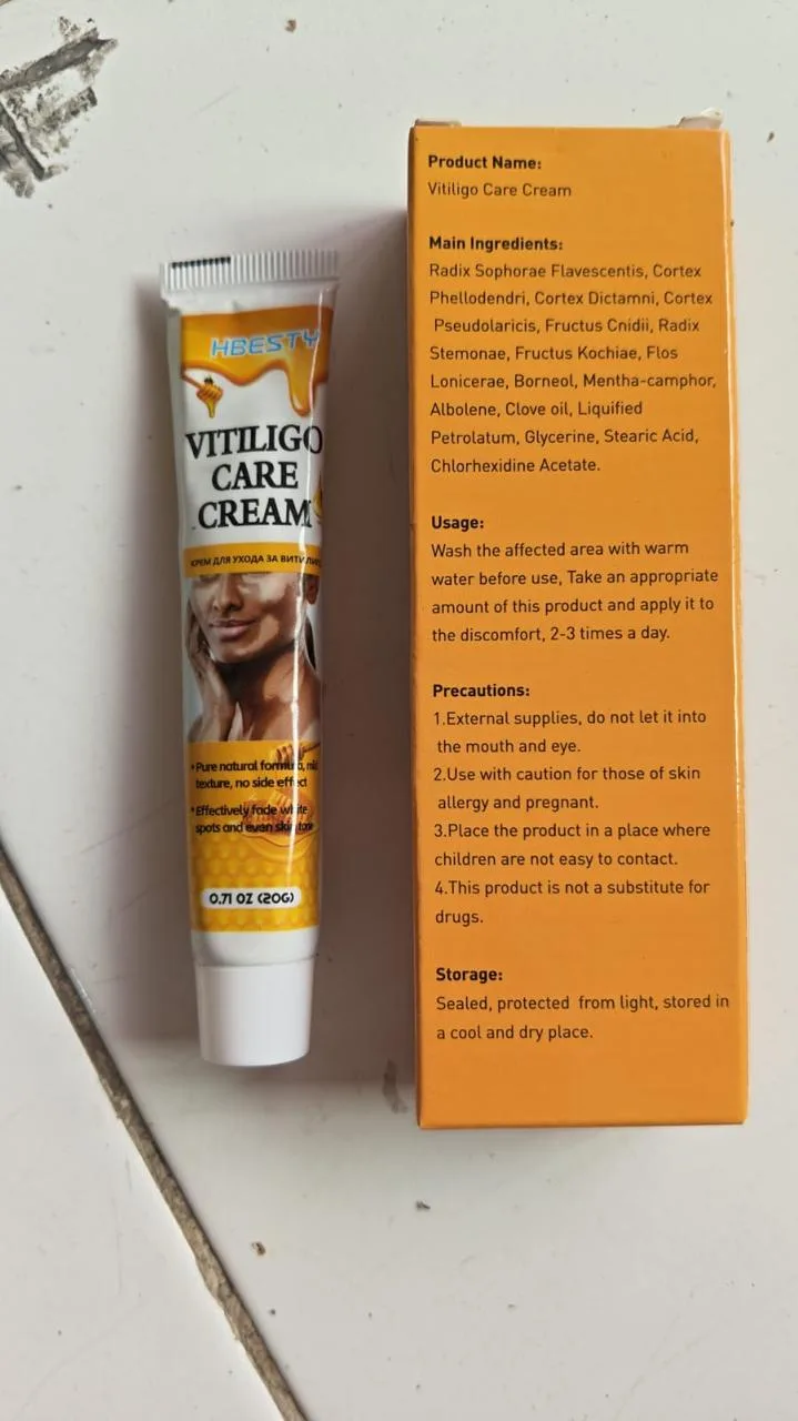 Foto asli box dan tube HBESTY Vitiligo Care Cream 20 gram